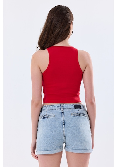 5'li Kadın Pamuklu Likralı Ribana Fitilli Crop Atlet Tişört 27120 Koyu Yeşil 5'li Kadın Pamuklu Likralı Ribana Fitilli Crop Atlet Tişört 27120 Koyu Yeşil