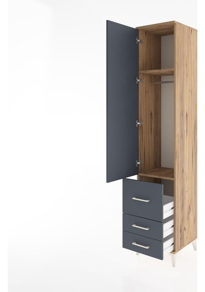 Hyperion Dolap 2 Raflı 3 Çekmeceli Tek Askılı 44x44x221 Çam-antrasit Atlas Çam Hyperion Dolap 2 Raflı 3 Çekmeceli Tek Askılı 44x44x221 Çam-antrasit Atlas Çam