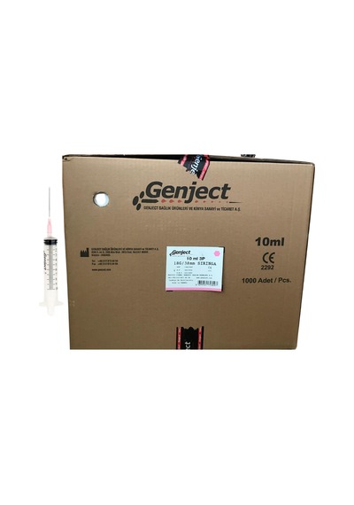 Genject - 10ml 3parça Pembe İğneli Enjektör - 1000 Adet