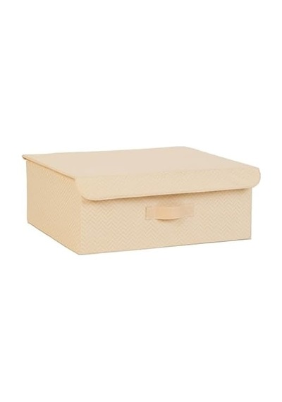 Bej Kapaklı Kutu 48 X 40 X 19 Cm Açık Ahşap