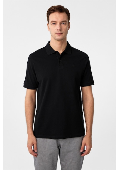 Süvari Siyah Regular Düz Polo Yaka Tişört-37400 Siyah