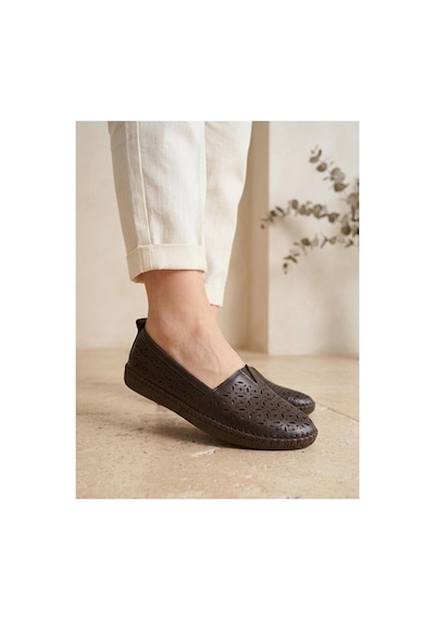 Beren Hakiki Deri Kadın Babet Ortopedik Taban Lazer Delikli Slip-on Com Çok Renkli