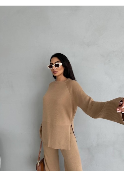 Triko Alt Üst Takım Bej Renk-479 Bej