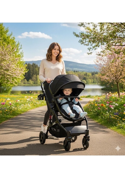Mamma Süspansiyonlu Travel Sistem Bebek Arabası Taşıma Puset Siyah