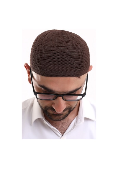 Dantel Pamuklu Triko Makine Örme Takke Kahve