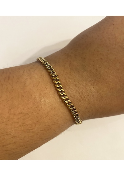 Erkek 4 Mm Zincir Çelik Bileklik Gold