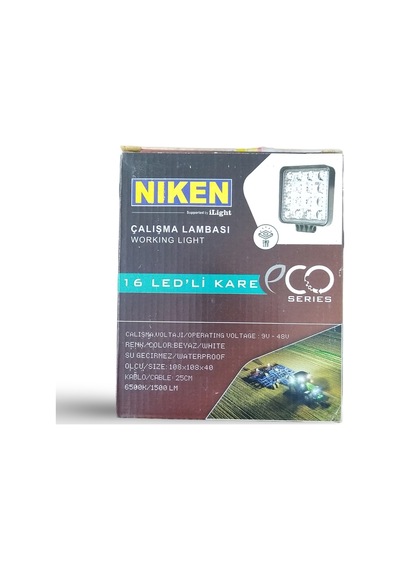 Niken 16 Ledli Kare ECO Seri 27-22W 12V 24V  Çalışma Lambası