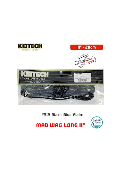 Keitech Mad Wag Long 28Cm (11") -312 Black Blue Flake Kokulu Sili