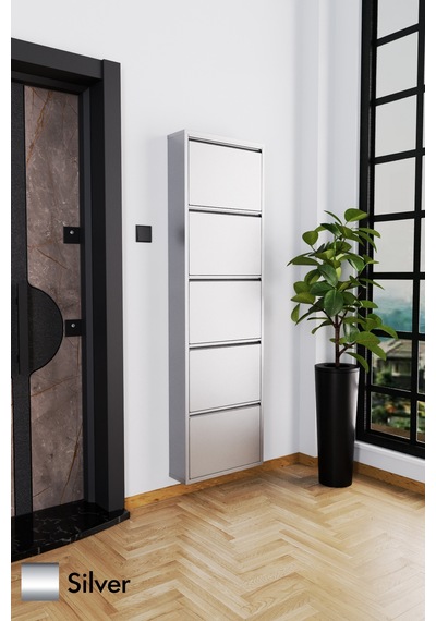 Evdemo 5 Kapaklı Metal Ayakkabılık Silver Evdemo 5 Kapaklı Metal Ayakkabılık Silver