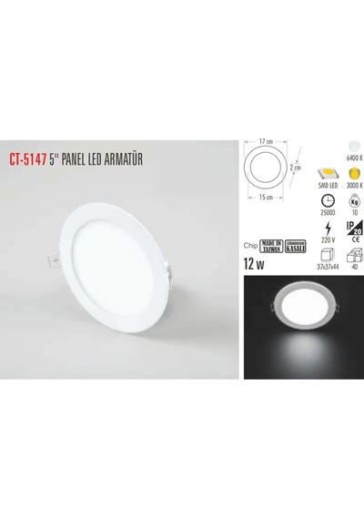 Aybekon Ct-5147 Led Spot 12w/3200k Gün Işığı 10 Adet Diğer