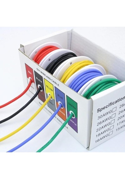 Rc-10063 24awg-0.50mm Çok Damarlı Montaj Kablosu Seti - 5x15mt