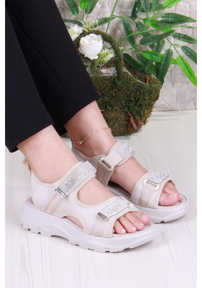Fort 35400 Diva Comfort Rahat Çırtlı Kadın Sandalet Bej