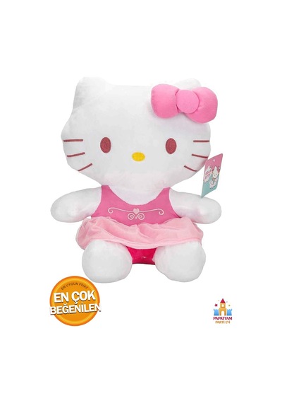 Hello Kitty Peluş Oyuncak 36 Cm - Büyük Boy, Kıyafetli Ve Kurdele Detaylı Çocuklar Için Özel Tasarım Pembe