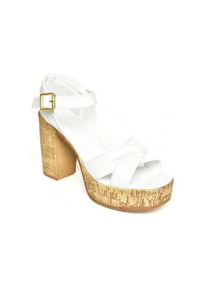 Fox Shoes U996251509 Beyaz Platform Kalın Topuklu Kadın Ayakkabı Beyaz