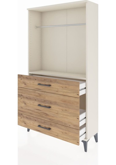 Arges Dolap Tek Raflı 3 Çekmeceli Tek Askılı 88x30x163 Aytaşı-çam Aytası