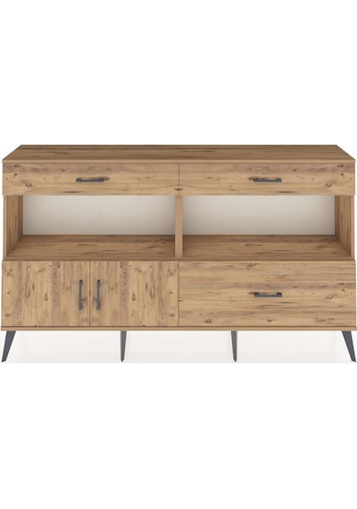 Arges Konsol 2 Raflı 3 Çekmeceli 2 Kapaklı 176x30x99 Çam-çam Çam-çam