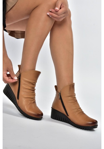 Fox Shoes V324200303 Taba Hakiki Deri Dolgu Tabanlı Kadın Bot Taba-hakiki Deri