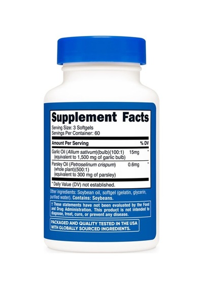 Garlic & Parsley Oil 15mg 180 Softgels - Odorless Garlic & Parsley, Gmo-free, 60 Servings