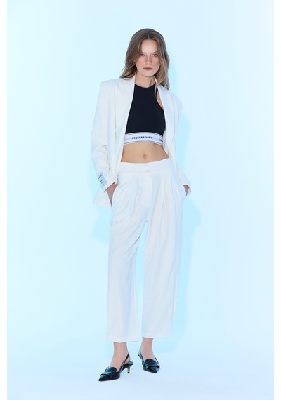 Sagaza Studio Ss6059 Pileli Pantolon Beyaz