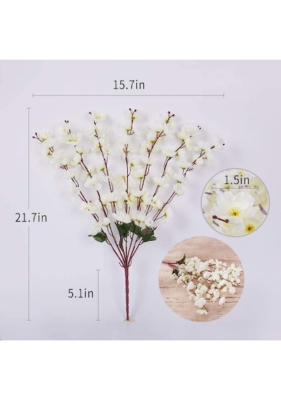 Nettenevime Yapay Çiçek Bahardalı Japon Kiraz Çiçeği 7 Dallı 57cm Beyaz Diğer