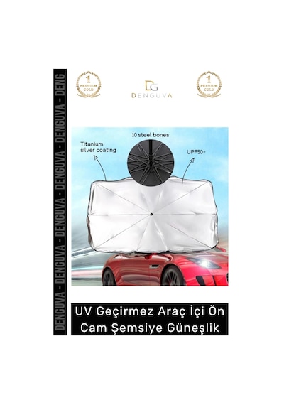 Camgüneşlik Titanyum Gümüş Kaplı Uv Koruyucu Isı Yalıtımlı Katlanır Araç Ön Cam Şemsiye Güneşlik