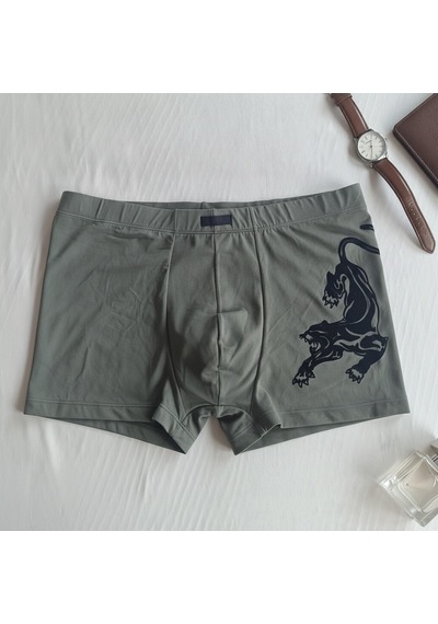 Bonbon Erkek Flok Panter Baskılı Yeşil / Haki Renk Boxer Bb2767