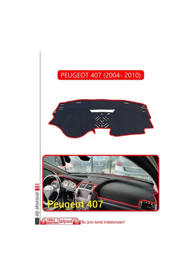 Peugeot 407 2004- 2010 Torpido Koruma Halısı Kırmızı Kenar