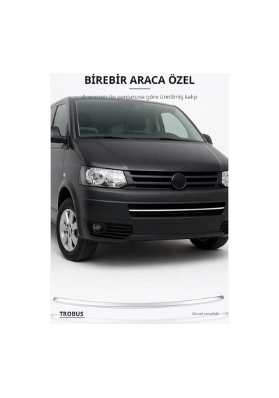 Volkswagen T5 Transporter 2010-2014 Uyumlu Krom Ön Panjur Çıtası 2 Parça Paslanmaz Çelik