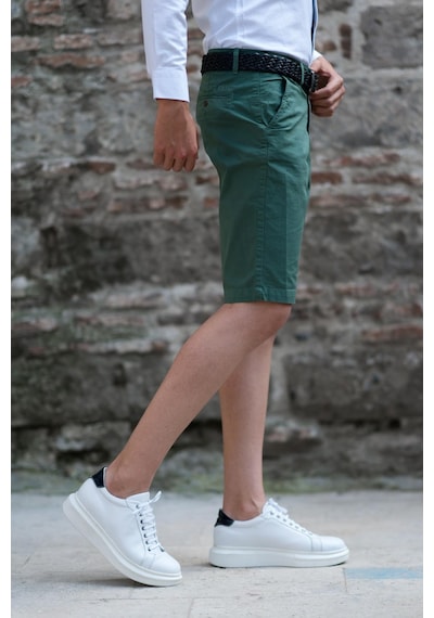 Gabardin Kumaş Bitik Desenli Pamuklu Regular Fit Chino Yan Cep Erkek Şort 001