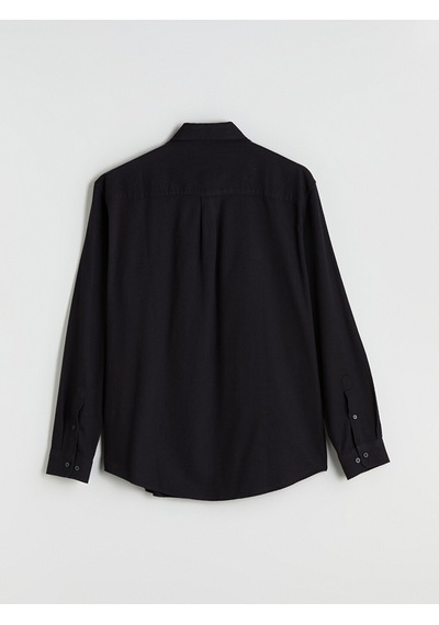 Lcw Vision Siyah Regular Fit Uzun Kollu Gabardin Erkek Gömlek