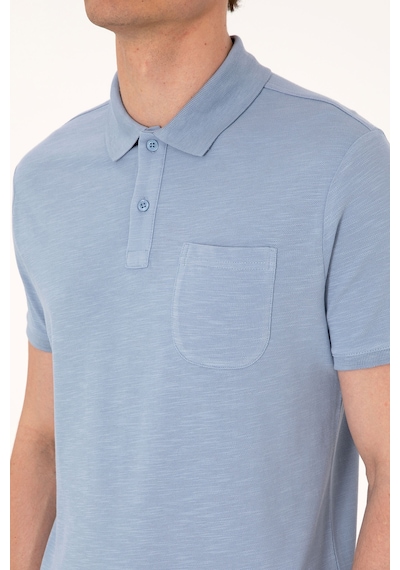 U.S. Polo Assn. Erkek Slim Fit Mavi Polo Yaka Tişört 50299538-VR036