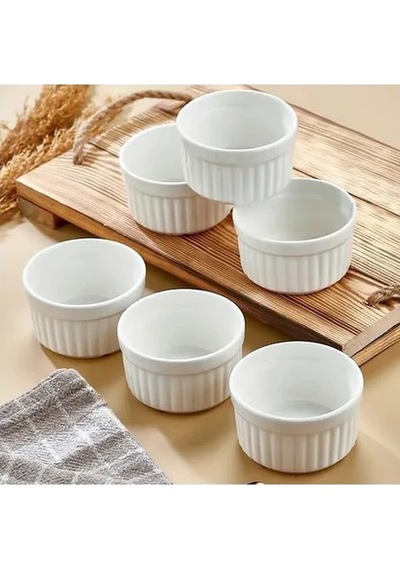 Akıllıelma- Ckr4016 Porselen 6cm Mini Sufle Reçellik 6 Parça Beyaz