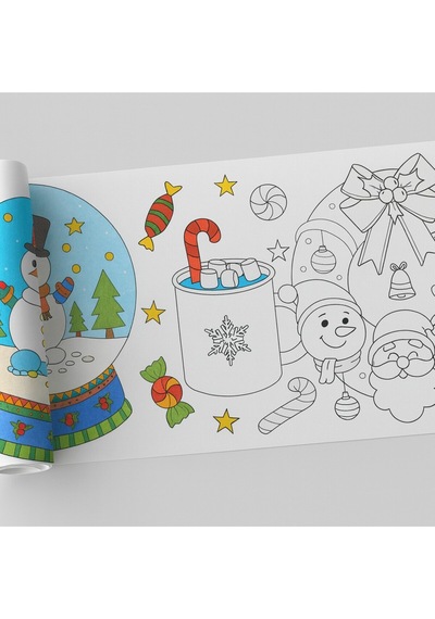 Çocuklar Için Yılbaşı Temalı Boyama Rulosu 30 Cm X 5 M Eğlenceli Aktivite Kağıdı