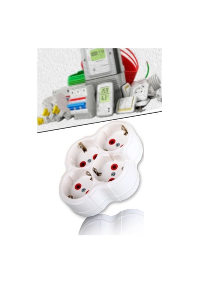 Mobee Fetih 101-04 4 Lü Topraklı Golyat Grup Fiş-priz Papatya Model 1410