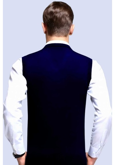 Tezzgelsin Erkek V Yaka Triko Tüylenmez Süveter Erkek Slim Fit Süveter Lacivert