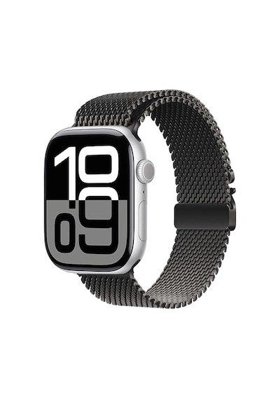 Apple Uyumlu Watch  10 46mm Mkst Krd-121 Metal Hasır Kordon-siyah