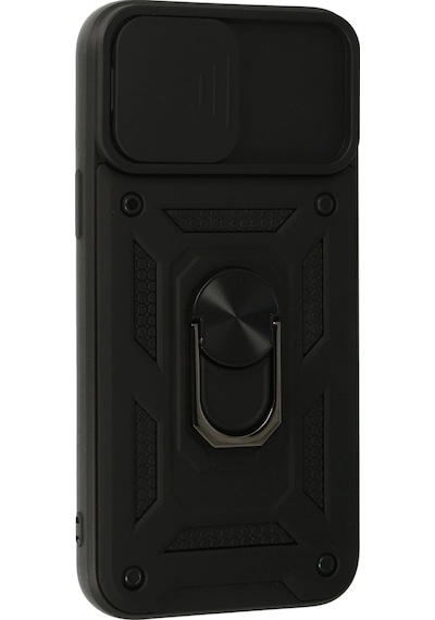 Ilkeshop Newface Apple iPhone Uyumlu 13 Pro Max Kılıf Pars Lens Yüzüklü Silikon - Siyah