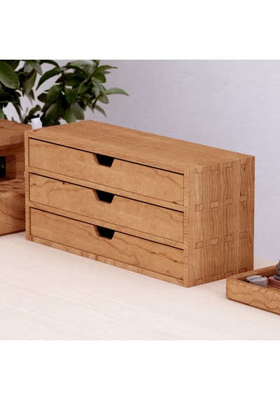 Desna Üç Katlı Üç Çekmeceli Mini Dolap 34 Cm Uzunluk X 12.1 Cm Genişlik X 15.8 Cm Woodsaka Doğal Ahşap