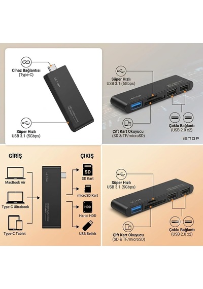 Lexroo 5 İn 1 Type-c Hub Adaptör