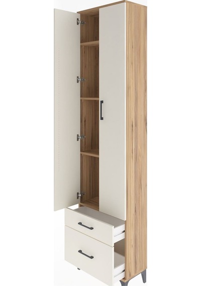 Arges Dolap 4 Raflı 2 Çekmeceli 2 Kapaklı 60x30x243 Çam-aytaşı Atlas Çam