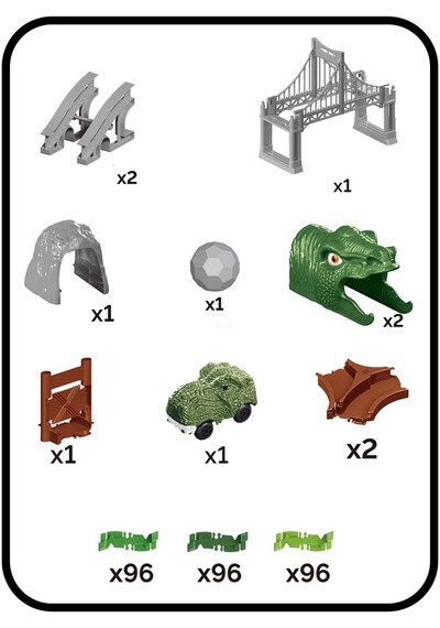 Dinosaur Tracks 288 Parça Dinozor Temalı Hareketli Raylar Full Set Dinozor Arabalı