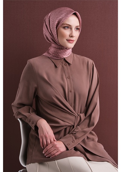 Armine Sura İpek Eşarp 2026-2027 - Sonbahar Kış-asm9625 Pudra