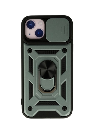 Apple iPhone Uyumlu,  13 Kılıf Pars Lens Yüzüklü Silikon - Yeşil