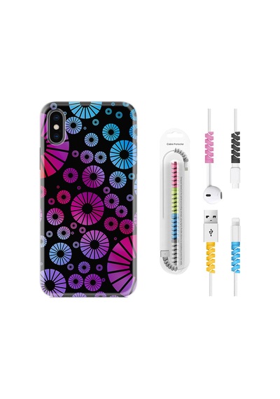 Apple Uyumlu iPhone XS Max Kılıf Kablo Koruyuculu Daireler 1751