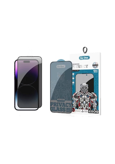 Apple Uyumlu   iPhone 14 Pro Hayalet Ekran Koruyucu Go Des 9d Full Cover Privacy Temperli Cam Koruyucu
