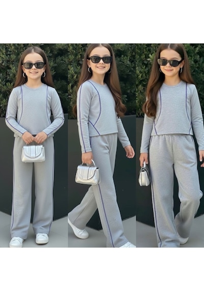 Kız Çocuk Oversize Tarz Takım - 6/15 Yaş - 31544 Gri