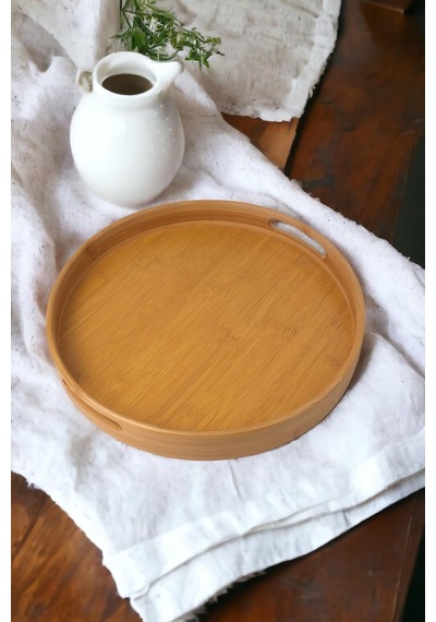 Yuvarlak Bambu Tepsi 35cm, Daire Sunum