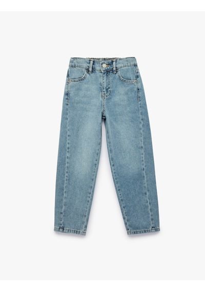 Koton Pamuklu Cep Detaylı Rahat Kesim Denim Pantolon Lıght Indıgo 7wkb40017td Açık Mavi