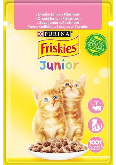 Purina Friskies Junior Tavuklu Soslu Pouch Yavru Kedi Yaş Maması 26 x 85 G