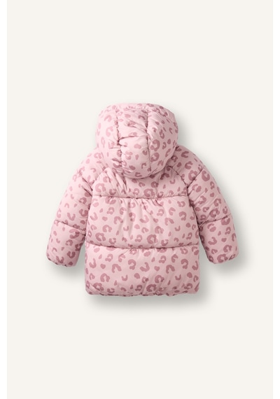 Defacto Su İtici Leopar Desenli Kapüşonlu Şişme Mont Kız Bebek H3634a526aubr138 Bordo-br138